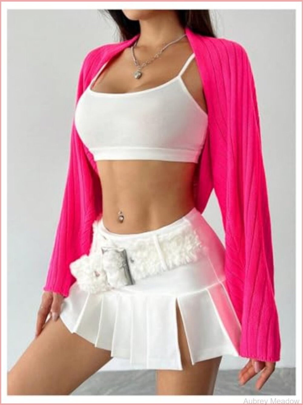 Cropped Open Front Rib Knit Long Sleeve Cardigan Shrug - Picture 3 of 6